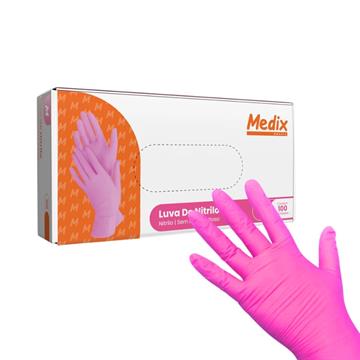 LUVA M  NITRILO ROSA MEDIX S/PO C/100 UNID