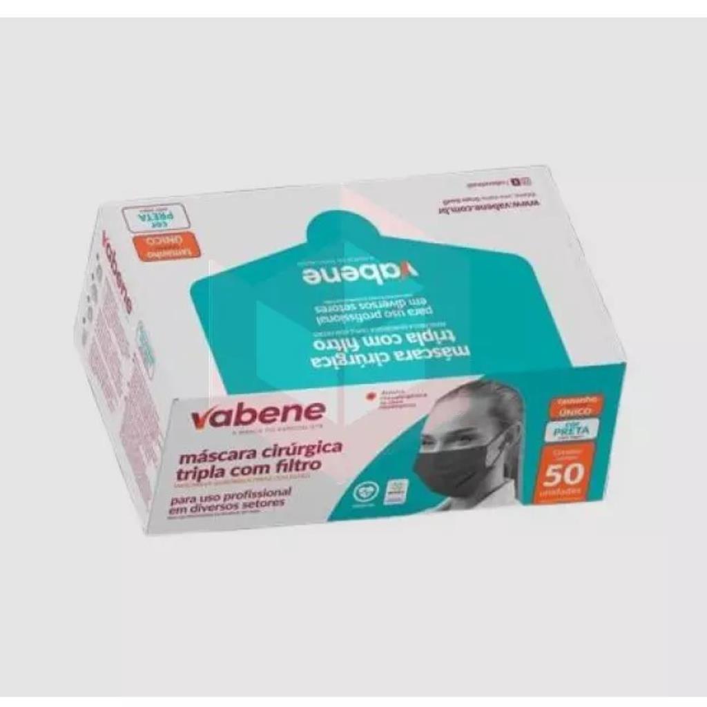 MASCARA CIRURGICA DESCART PRETA CANAA C/50 UNID