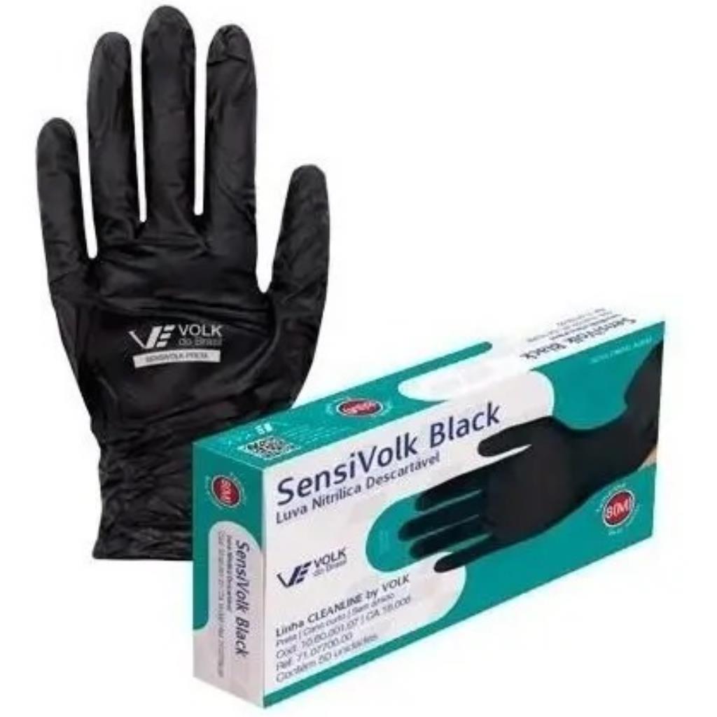 LUVA NITRILICA DESC SENSI BLACK M VOLK C/50 UNID