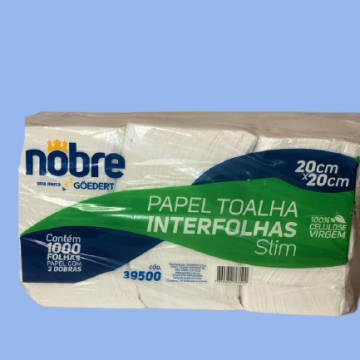 Papel toalha Interfolha c/1000fls. 20x20cm. celulose virgem NOBRE SLIM