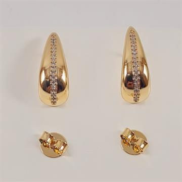Brinco gota 20x7mm, lisa com zircônias