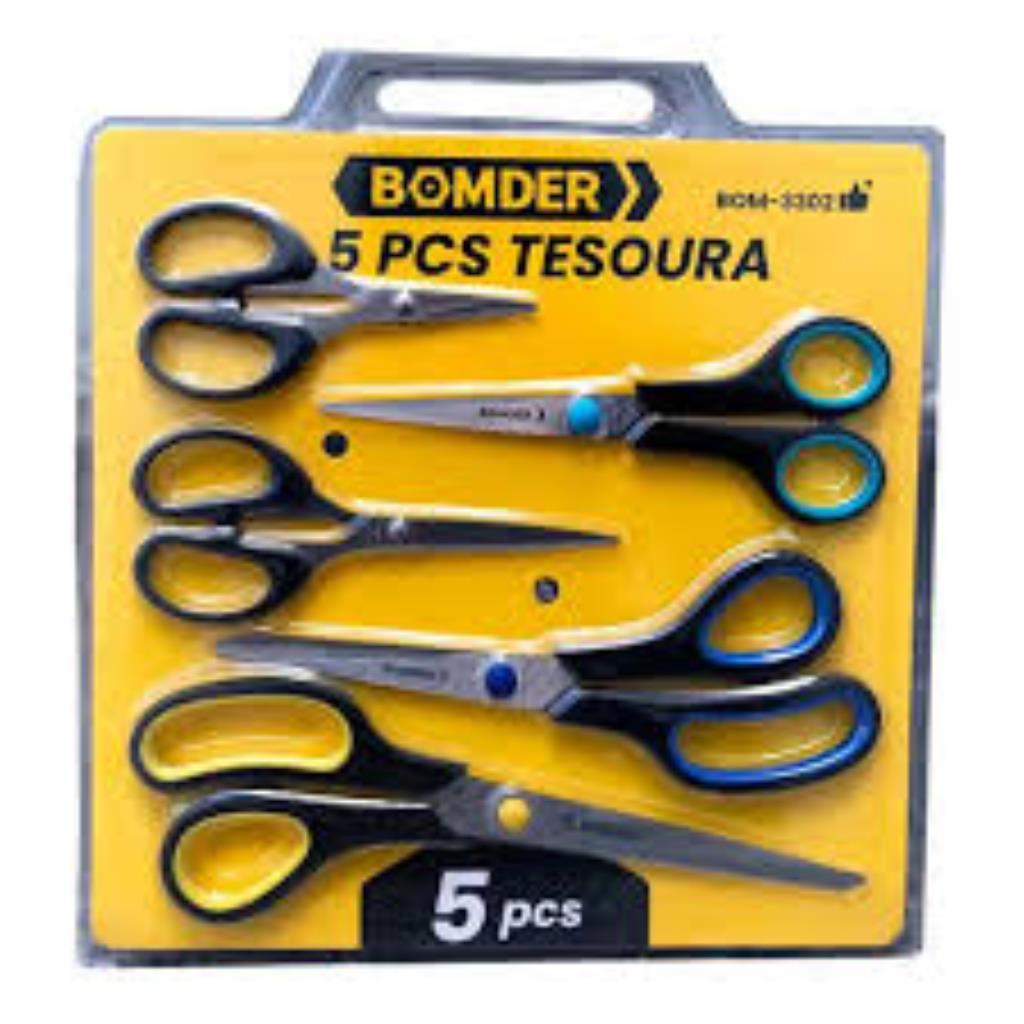 Kit 5 Tesoura Lâmina De Aço Inoxidável Resistente BOM-3302