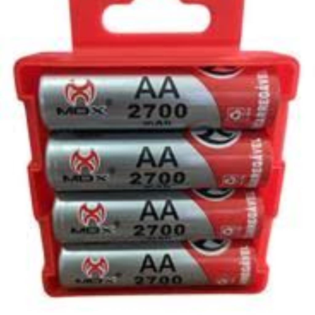 4 Pilhas Aa 2700mah Pilha Mox Recarregável Com Case