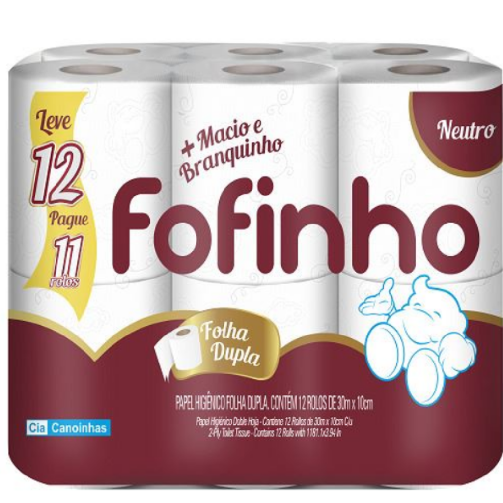 PAPEL HIGIENICO FOLHA DUPLA 12UN 30M FOFINHO