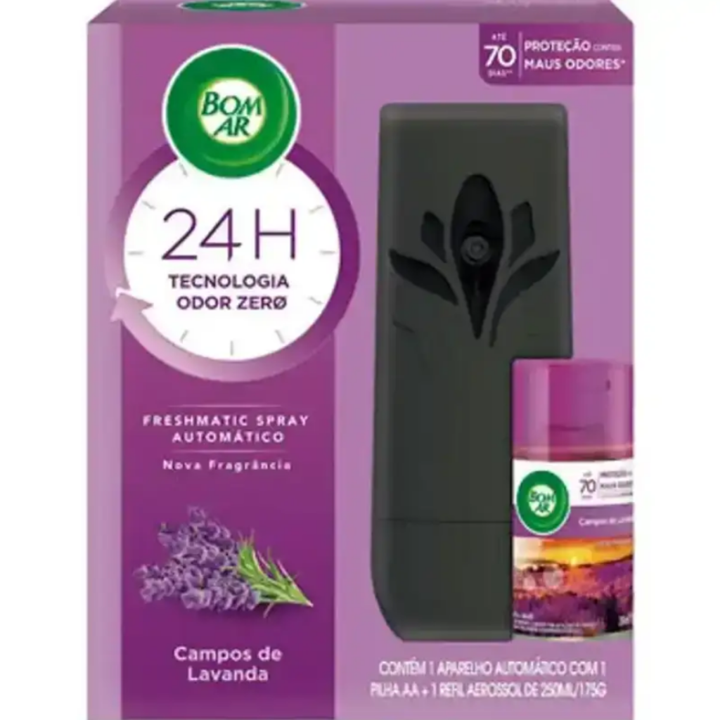 DESODORIZADOR DE AR AUTOMATICO BOM AR FRESHMATIC LAVANDA 250ML