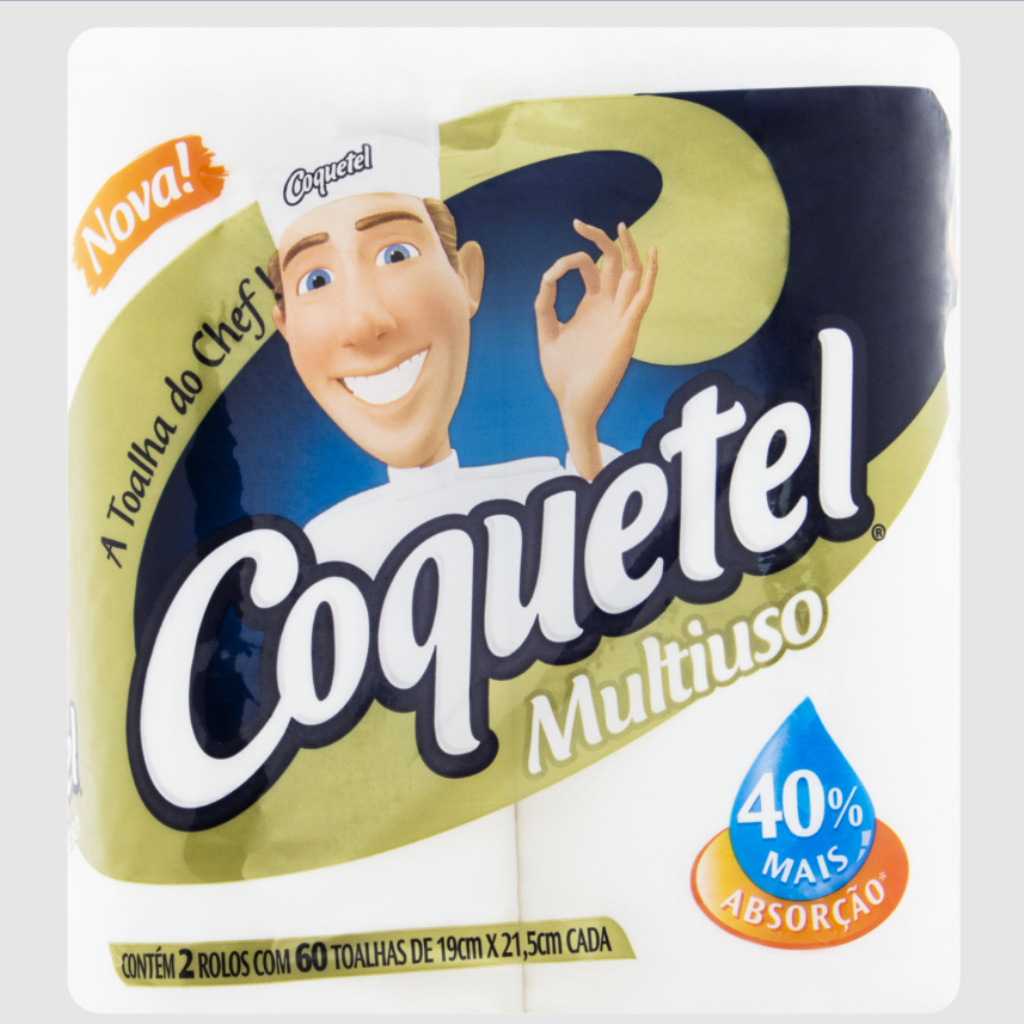 PAPEL TOALHA  FOLHA DUPLA COQUETEL PCT 2 ROLOS