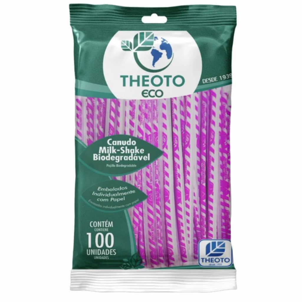 CANUDO BIODEGRADAVEL MILKSHAKE 100UN THEOTO