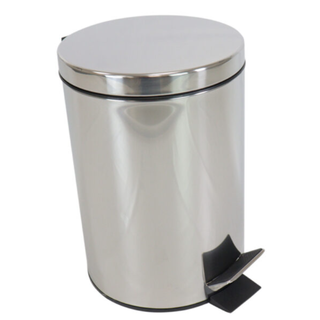 LIXEIRA COM PEDAL REDONDA INOX 8L NOBRE