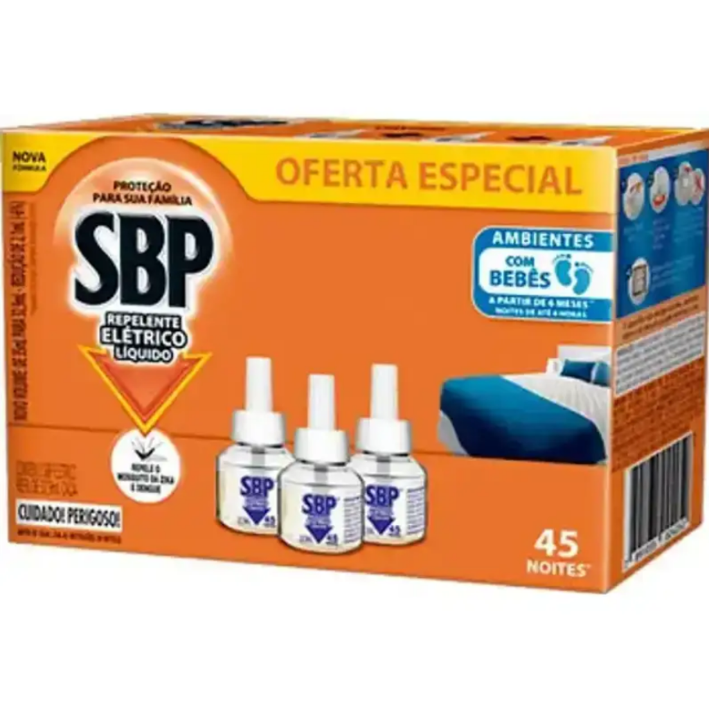 REFIL APARELHO INSETICIDA ELETRICO SBP 3UN 45 NOITES