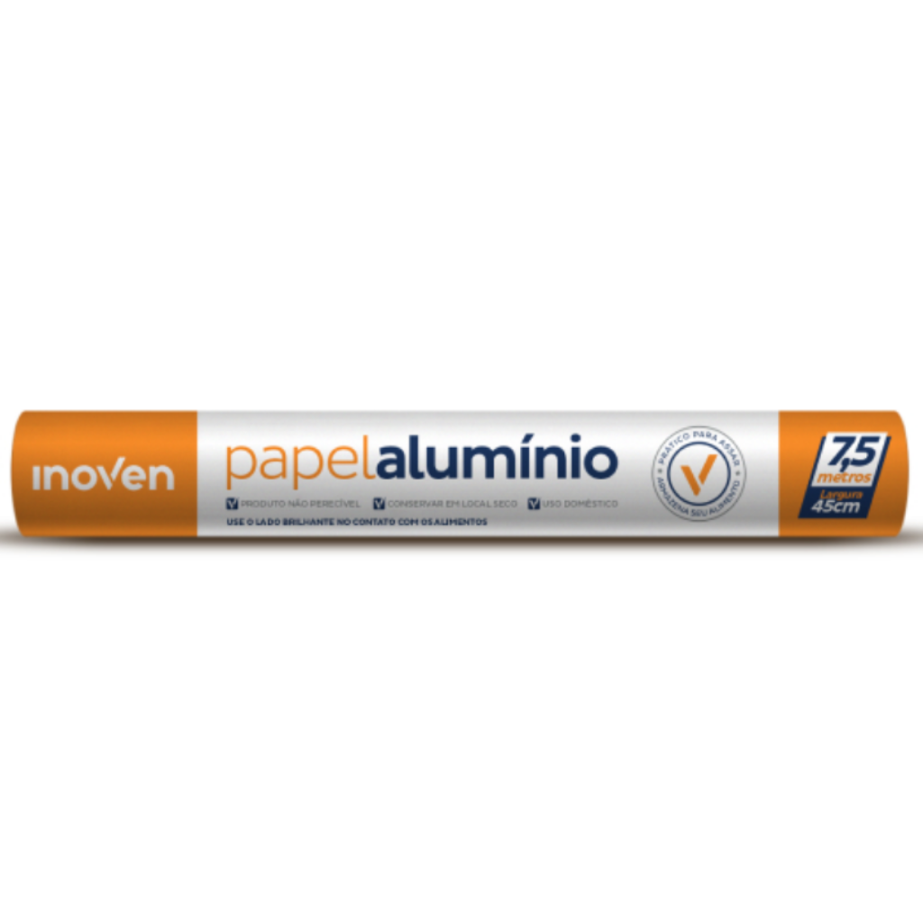 PAPEL ALUMINIO ROLO 45CM X 7,5M INOVEN