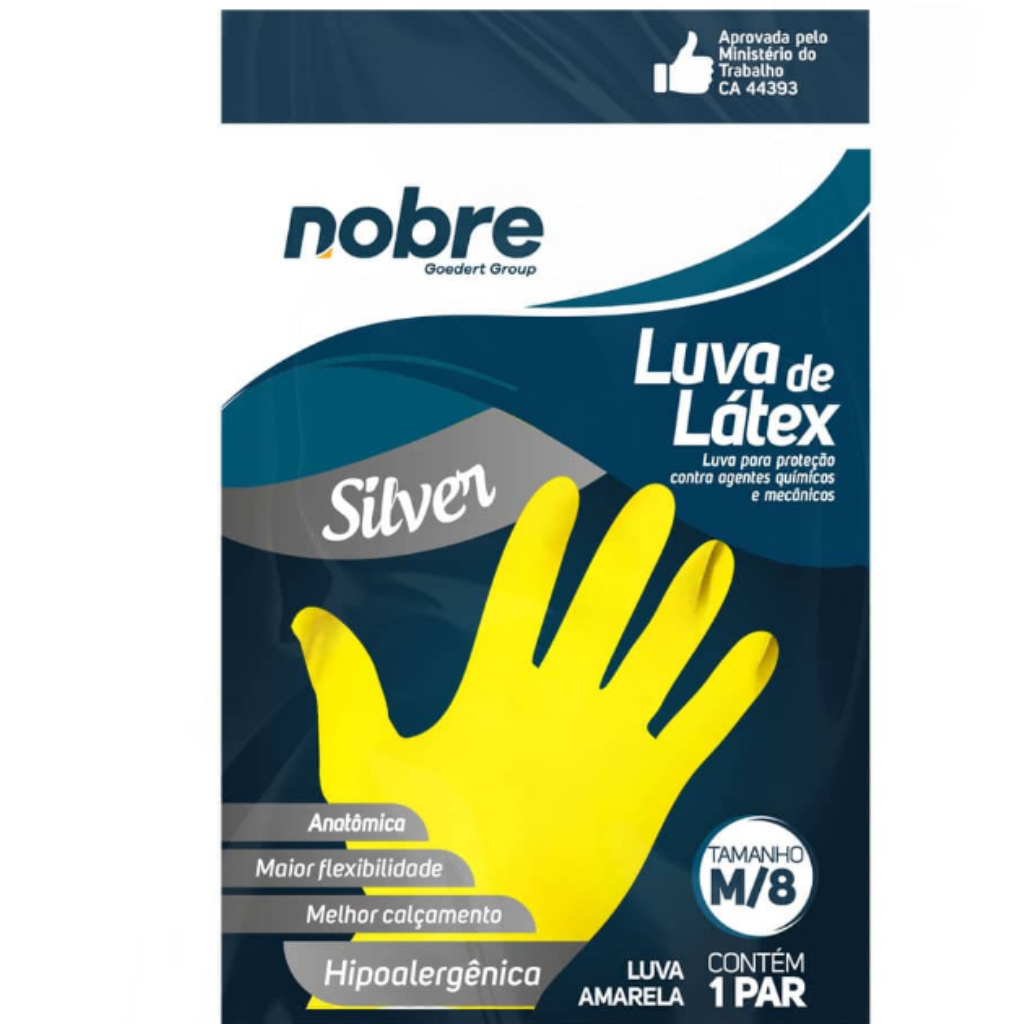 LUVA BORRACHA HIPOALERGENICA AMARELA TAM M NOBRE