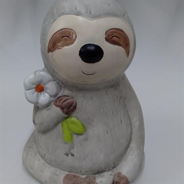 COFRE CERAMICA SLOTH PIGGY BRANCO 11X10X13 CM