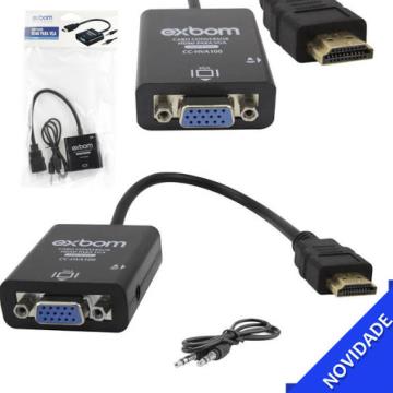 Cabo Adaptador HDMI para VGA c/ cabo p2