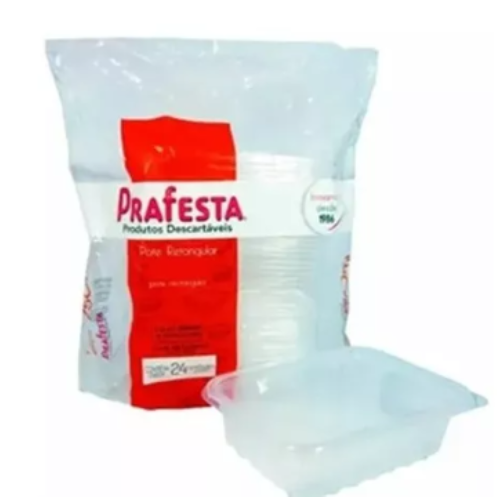 KIT POTE RETANGULAR 350 ML PRAFESTA PCT 24 UNIDADES