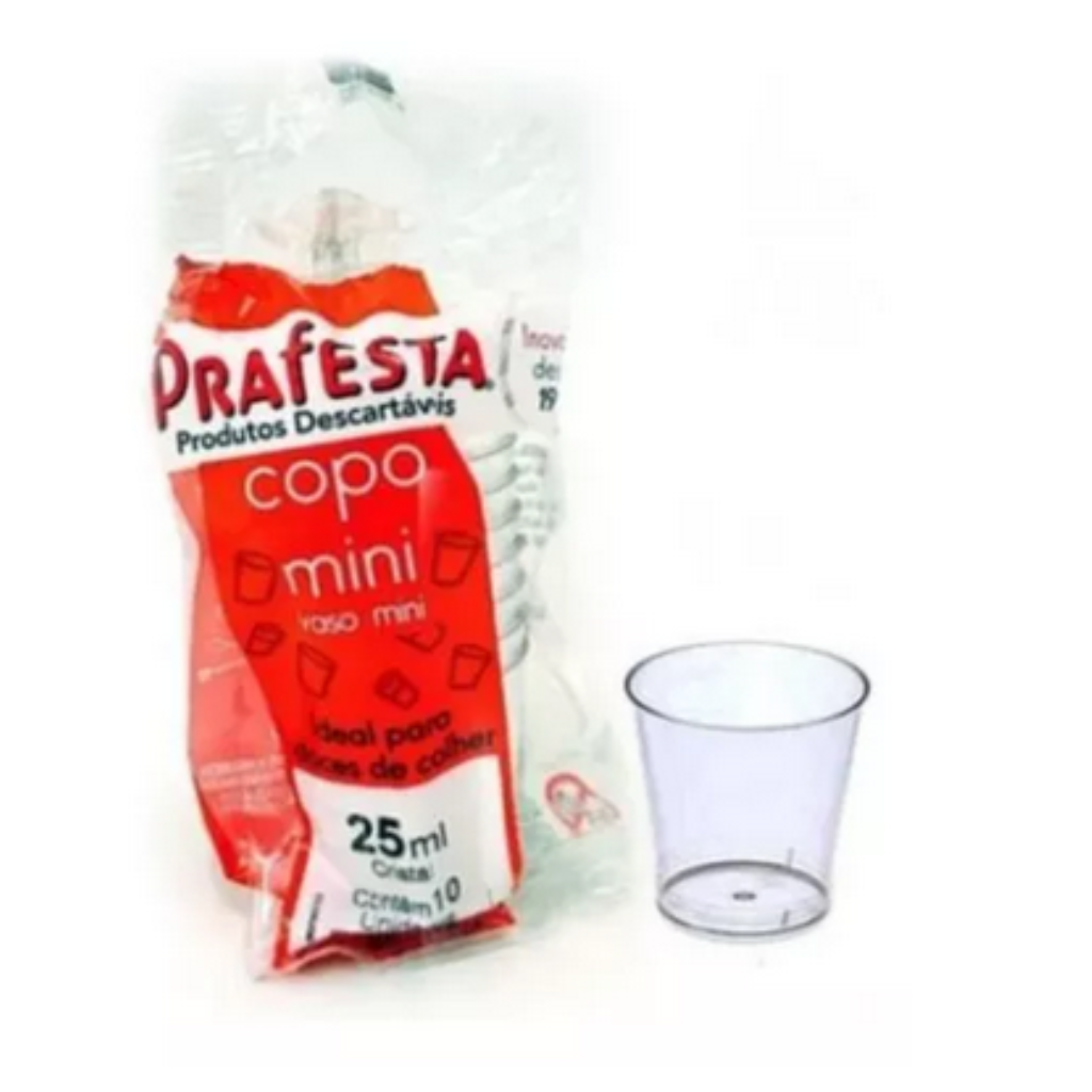 COPINHO CRISTAL MINI DOCE 25 ML PRAFESTA C/10 UNIDADES