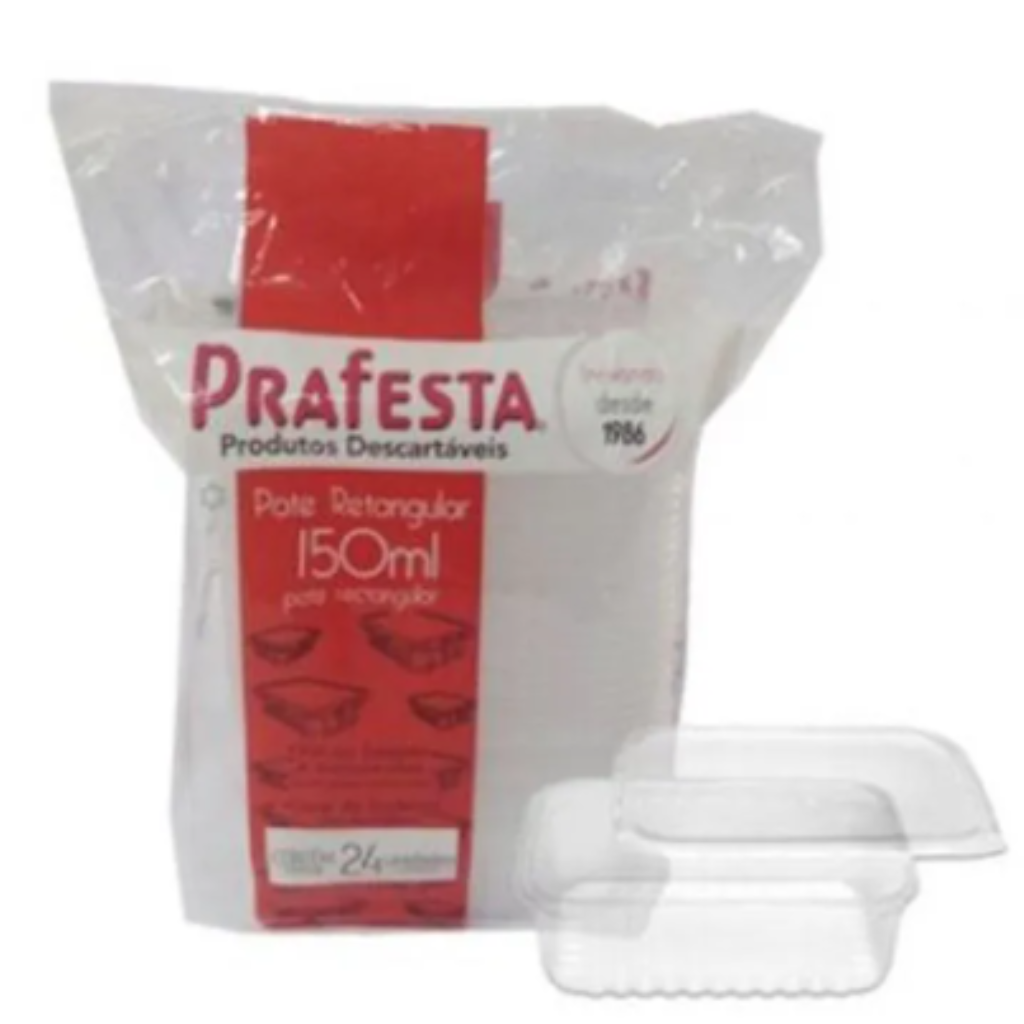 KIT POTE RETANGULAR 150 ML PRAFESTA PCT 20 UNIDADES