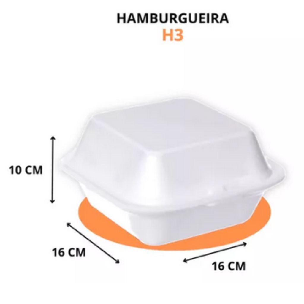 HAMBURGUEIRA ISOPOR BRANCA H03 C/10 UNIDADES
