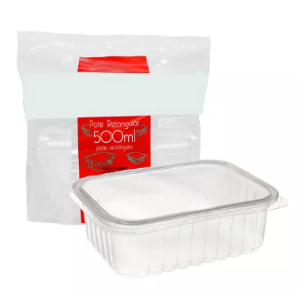 KIT POTE RETANGULAR 500ML PRAFESTA PCT 24 UNIDADES