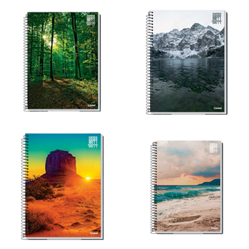 CADERNO ESPIRAL 1/4 96FLS CAPA FLEXIVEL HAPPY ADVENTURE CREDEAL
