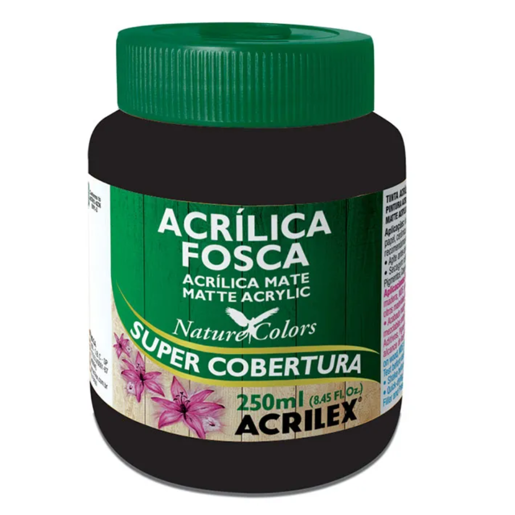 TINTA ACRILICA FOSCA 250ML 520 PRETO ACRILEX