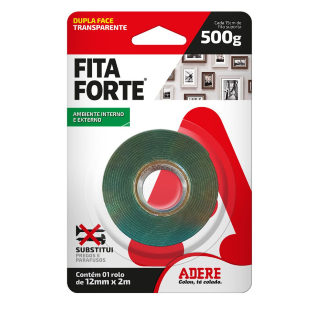 FITA DUPLA FACE TRANSPARENTE FITA FORTE 12MMX2M ADERE