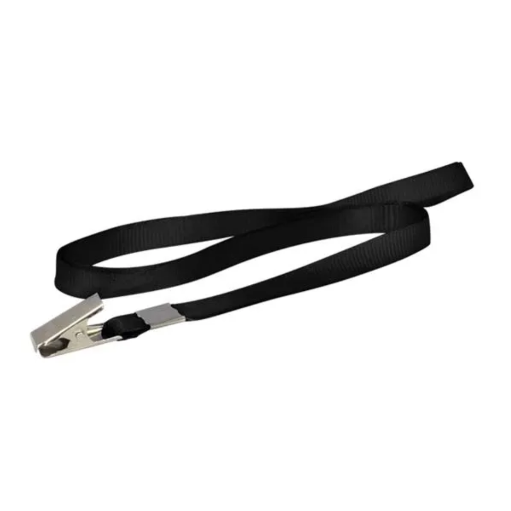 CORDÃO EM TECIDO PARA CRACHA PRETO COM PRESILHA