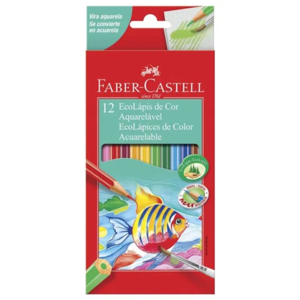 ECOLAPIS DE COR AQUARELAVEL 12 CORES FABER CASTELL