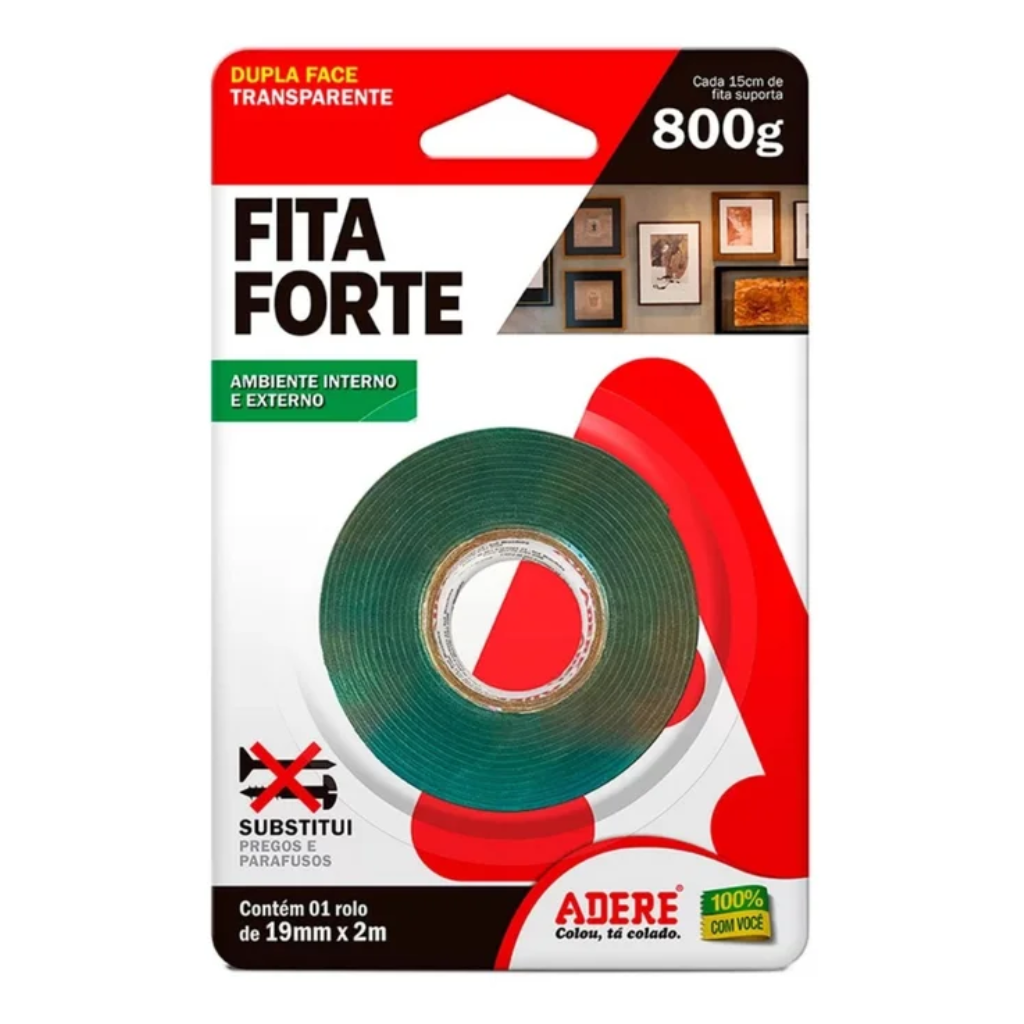 FITA DUPLA FACE TRANSPARENTE FITA FORTE 19MMX2M ADERE