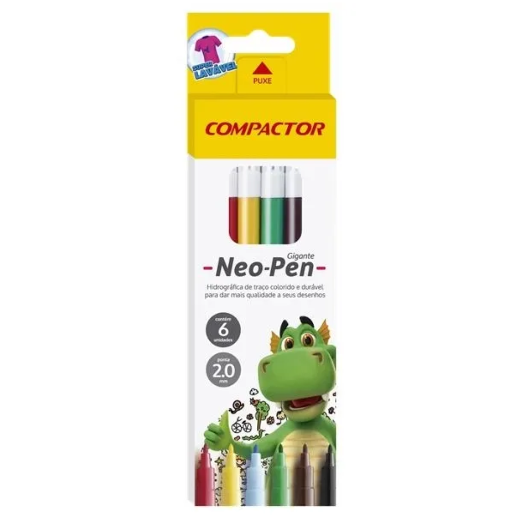 CANETINHA HIDROGRAFICA NEOPEN GIGANTE C/6 CORES COMPACTOR