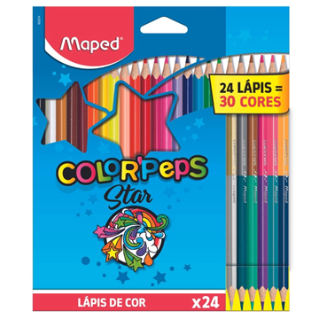 LAPIS DE COR COLOR PEPS STAR C/24 CORES + 6 LAPIS BICOLORES (30 CORES) MAPED