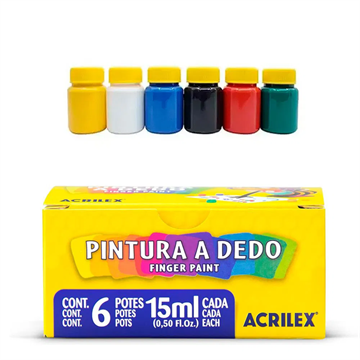 PINTURA A DEDO 15ML C/6 CORES ACRILEX