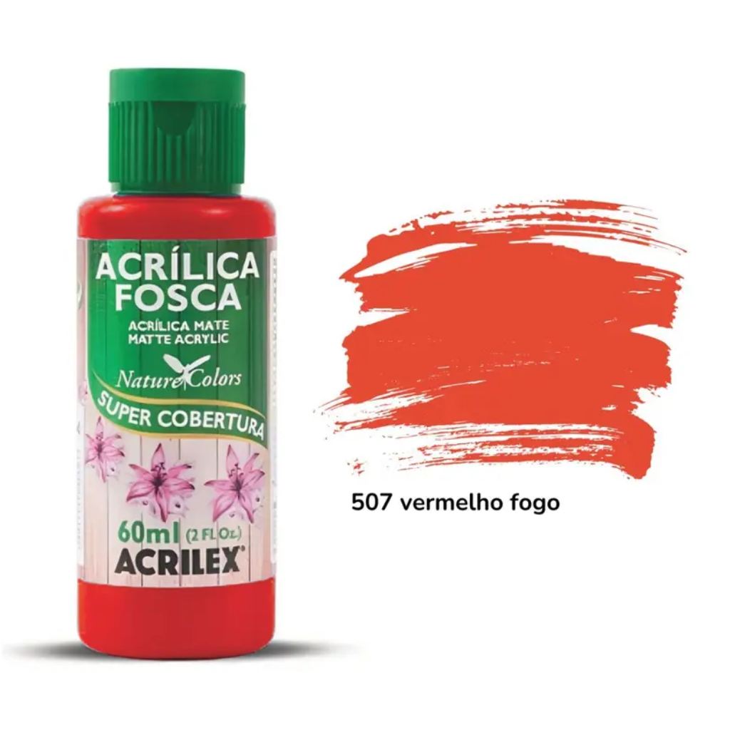 TINTA ACRILICA FOSCA 60ML 507 VERMELHO FOGO ACRILEX