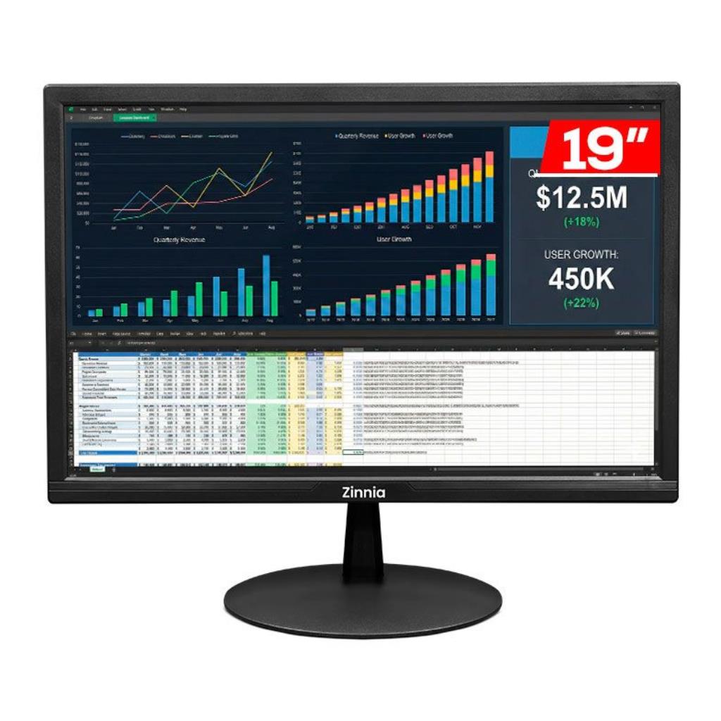 MONITOR DELFOS DF19 19 POL TN HD SRGB 95 75HZ 3MS VGA/HDMI ZNO-DFO19-BL01 - ZINNIA