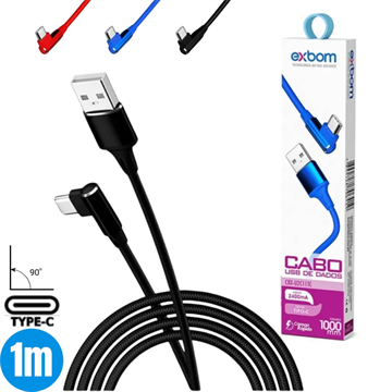 CABO DE DADOS USB EXBOM TIPO-C 90 2.4A 1M CBX-U2C11TC