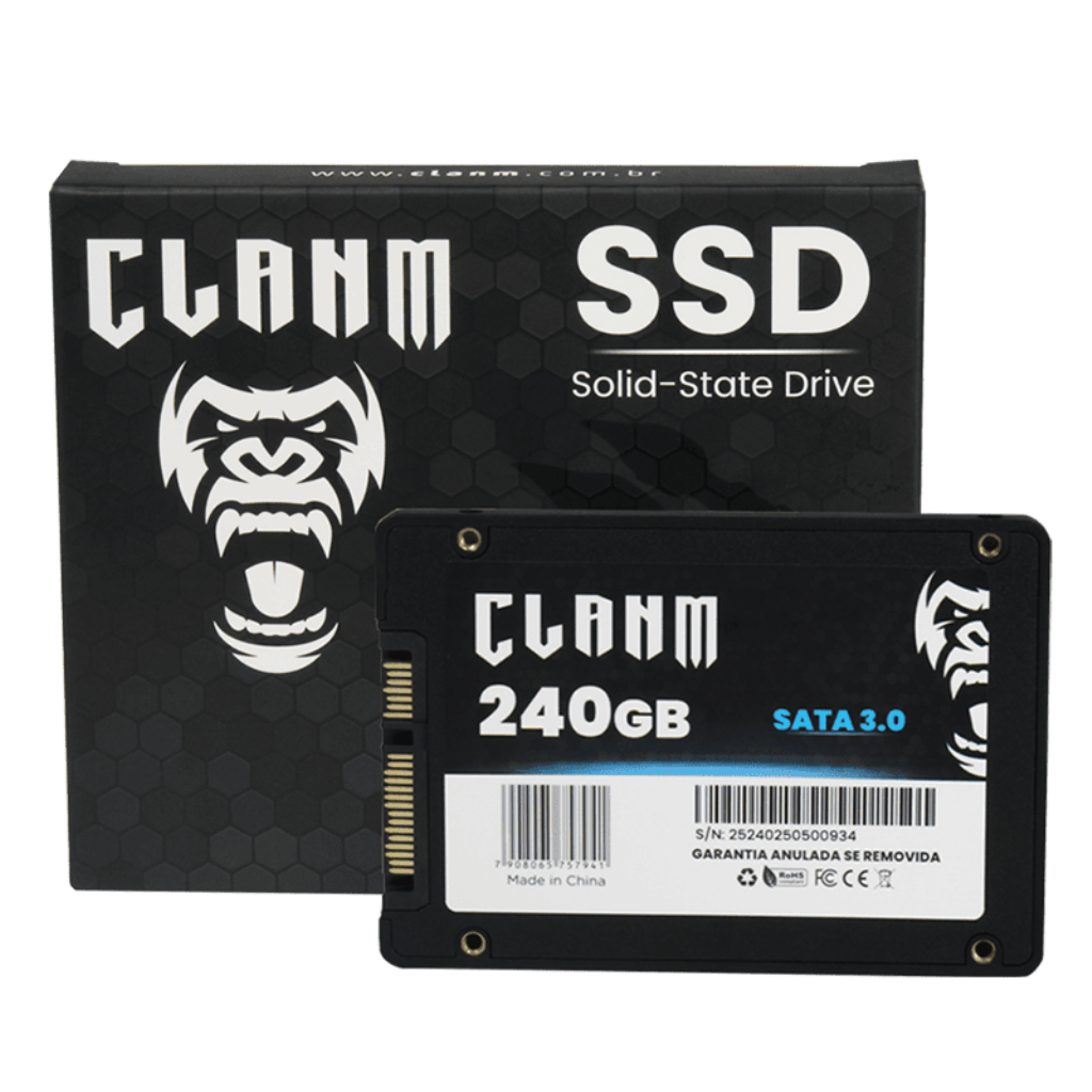 SSD 240GB SATA III 2.5 POL. 6GB/S LEITURA 520 MB/S GRAVACAO 500 MB/S PRETO - CLANM