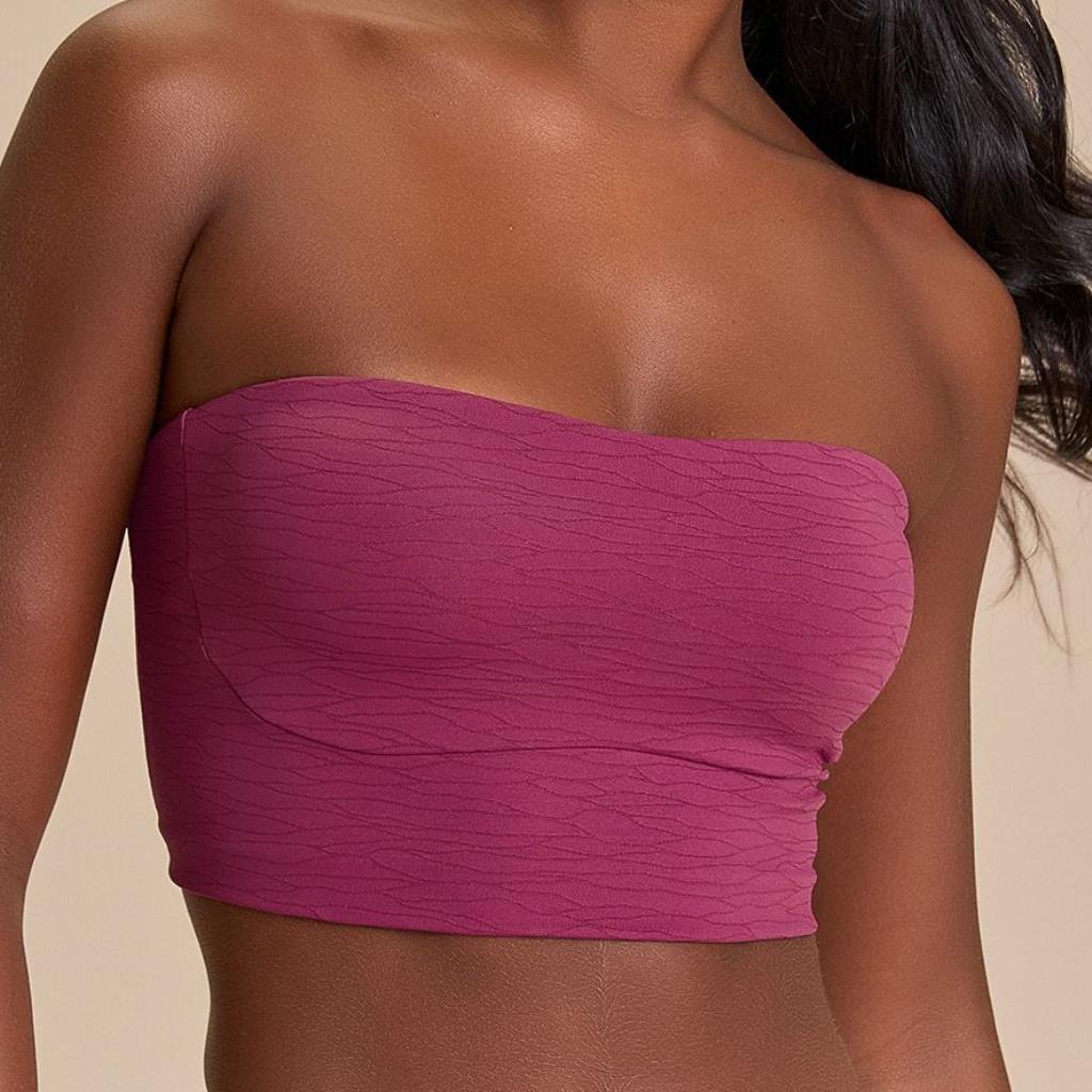 Top sem alça Jacquard
