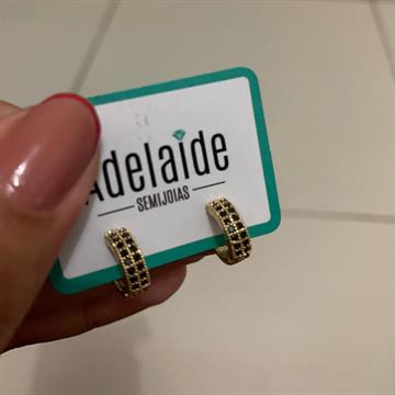 ARGOLA FILEIRA DUPLA DE ZIRC PRETA