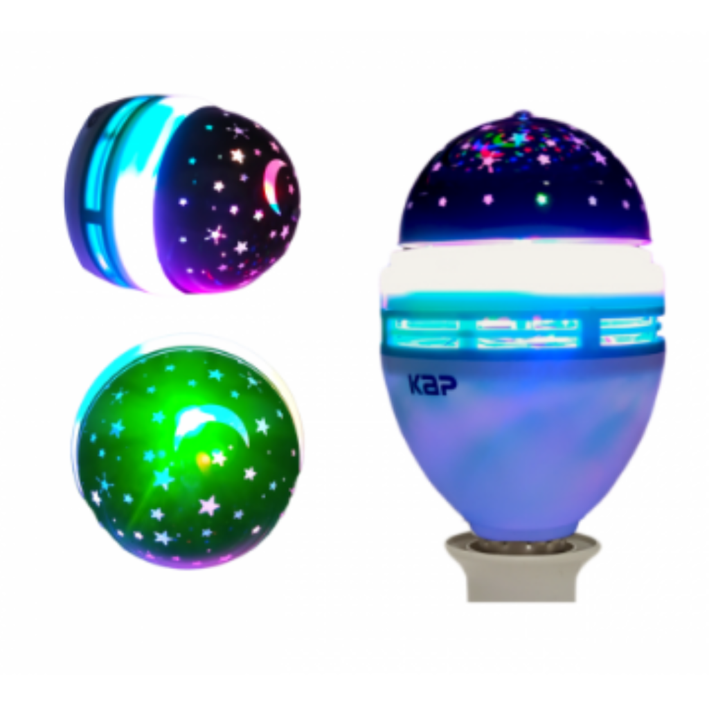 Lâmpada LED Giratória  Efeitos de Estrelas