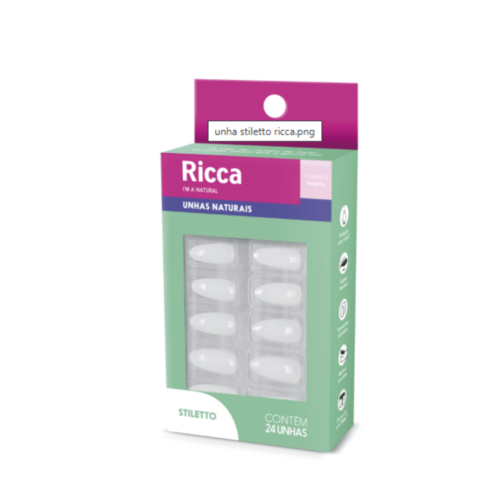 UNHAS NATURAIS STILETTO C/24 RICCA
