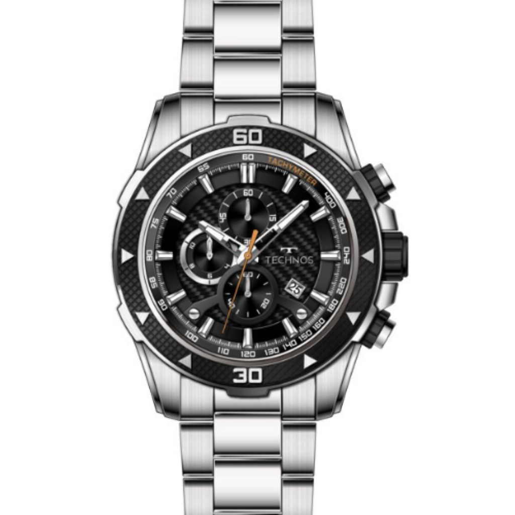OS1ACB/1P Relógio Technos Masculino Ts Carbon Prata