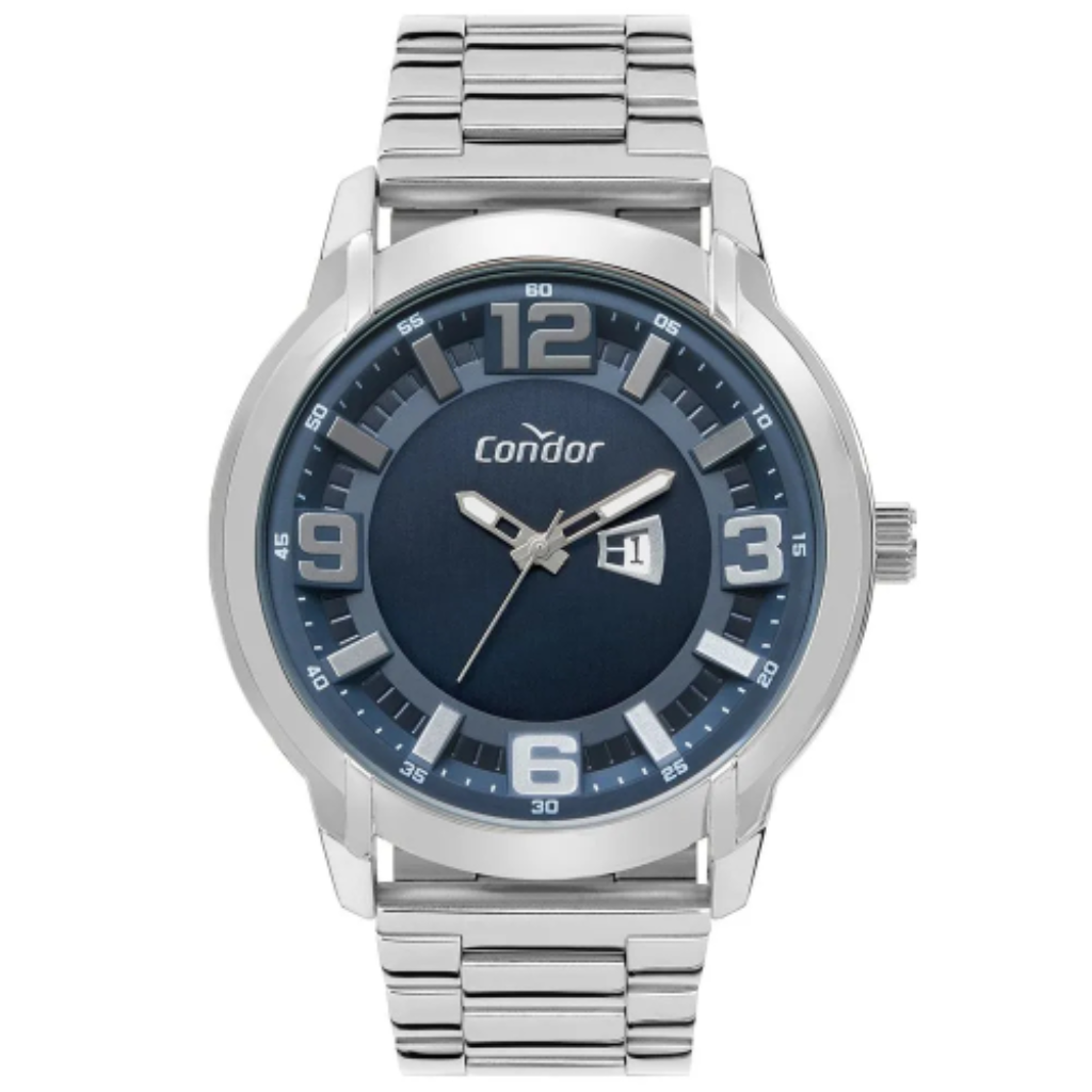 Relógio CONDOR masculino prata azul CO2015AB/4A