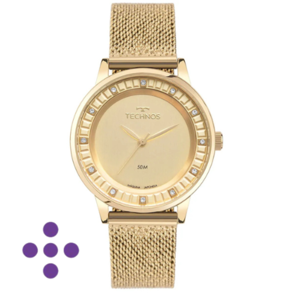 Relógio Technos Feminino Brilho Dourado 2035MZC/1D