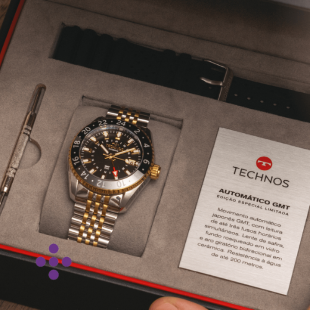 Relógio Technos Masculino Automatico GMT Bicolor NH34AC/T1P