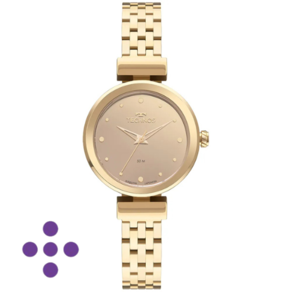 Relógio Technos Feminino Brilho Dourado 2035NCE/1X