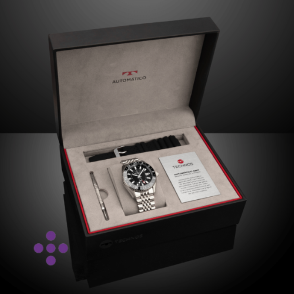 Relógio Technos Masculino Automatico GMT Prata NH34AA/T1P