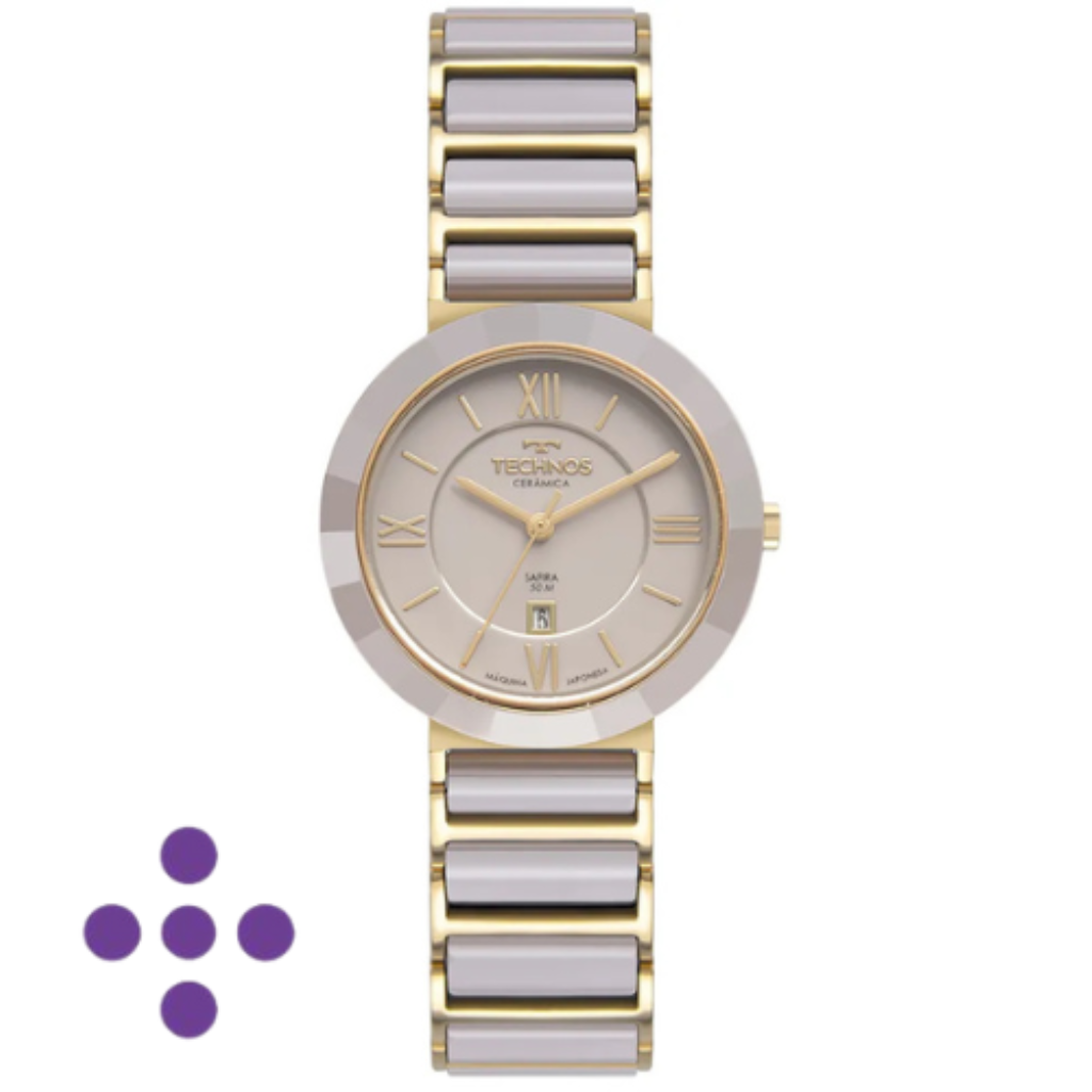 Relógio Technos Feminino Ceramic Sapphire Dourado - 2015CE/1C
