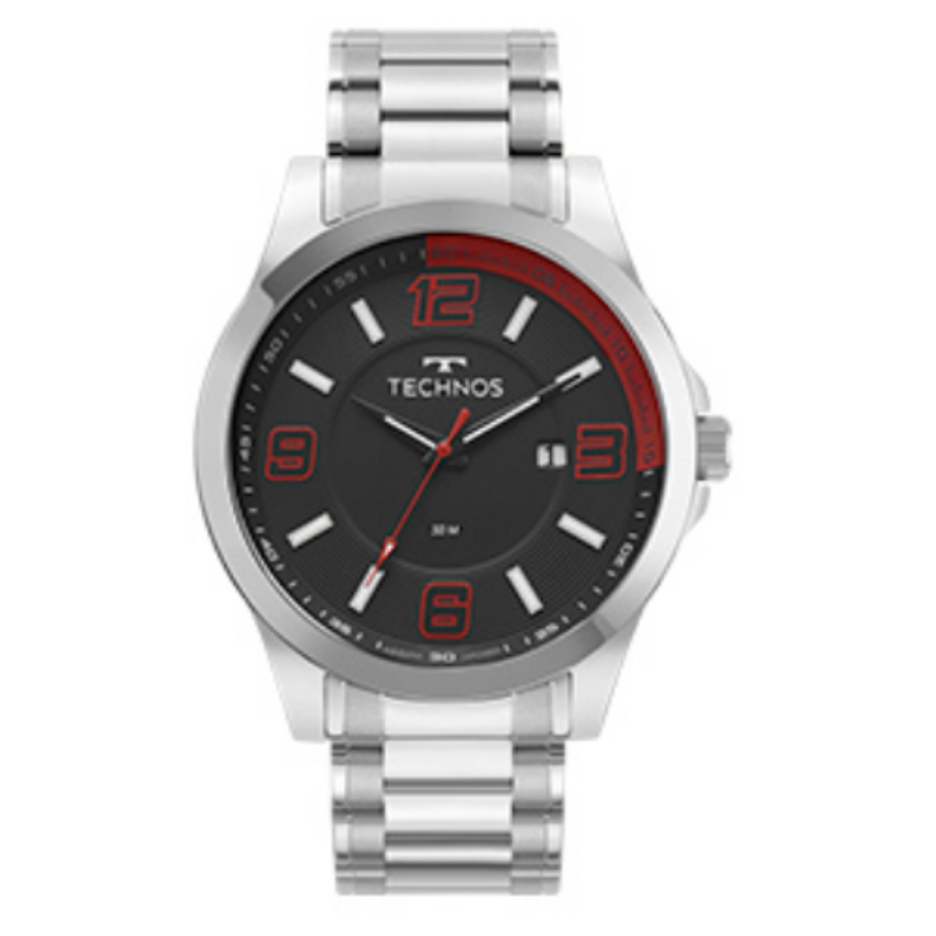 2115KLM/1R Relógio Technos Masculino Racer Basico Prata