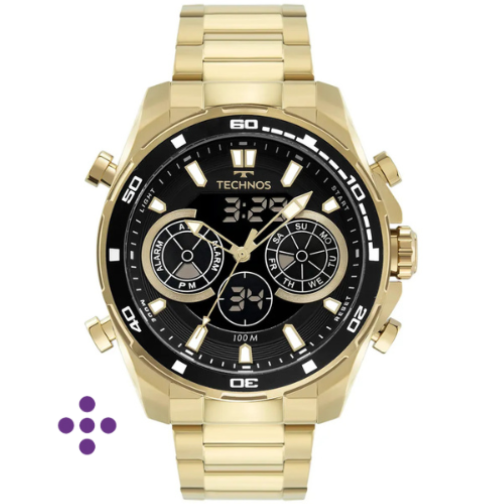 Relogio Technos Masculino Digitech Dourado BJ3530AA/1P