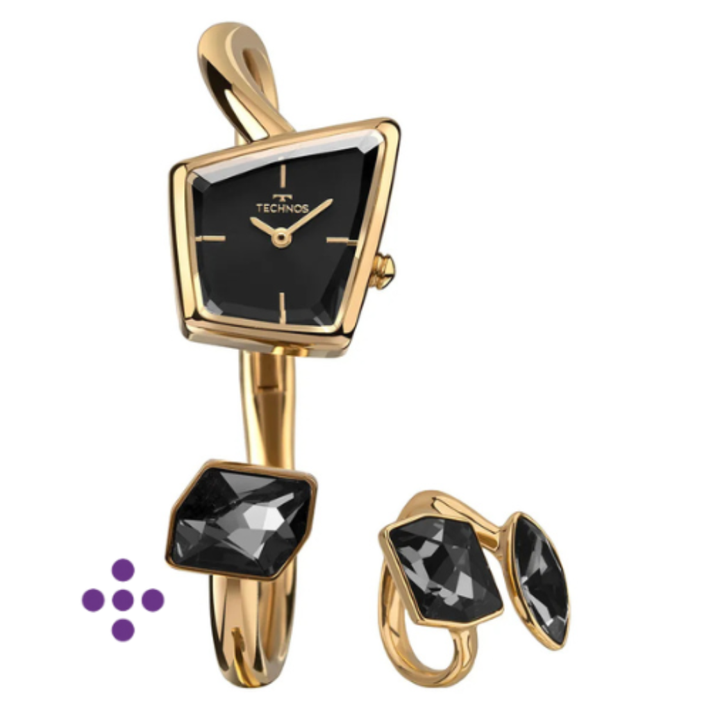 Kit Technos Feminino Crystal Dourado VX10AA/K1P