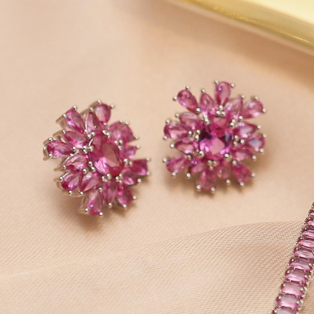 BRINCO FLOR PEDRAS COLOR